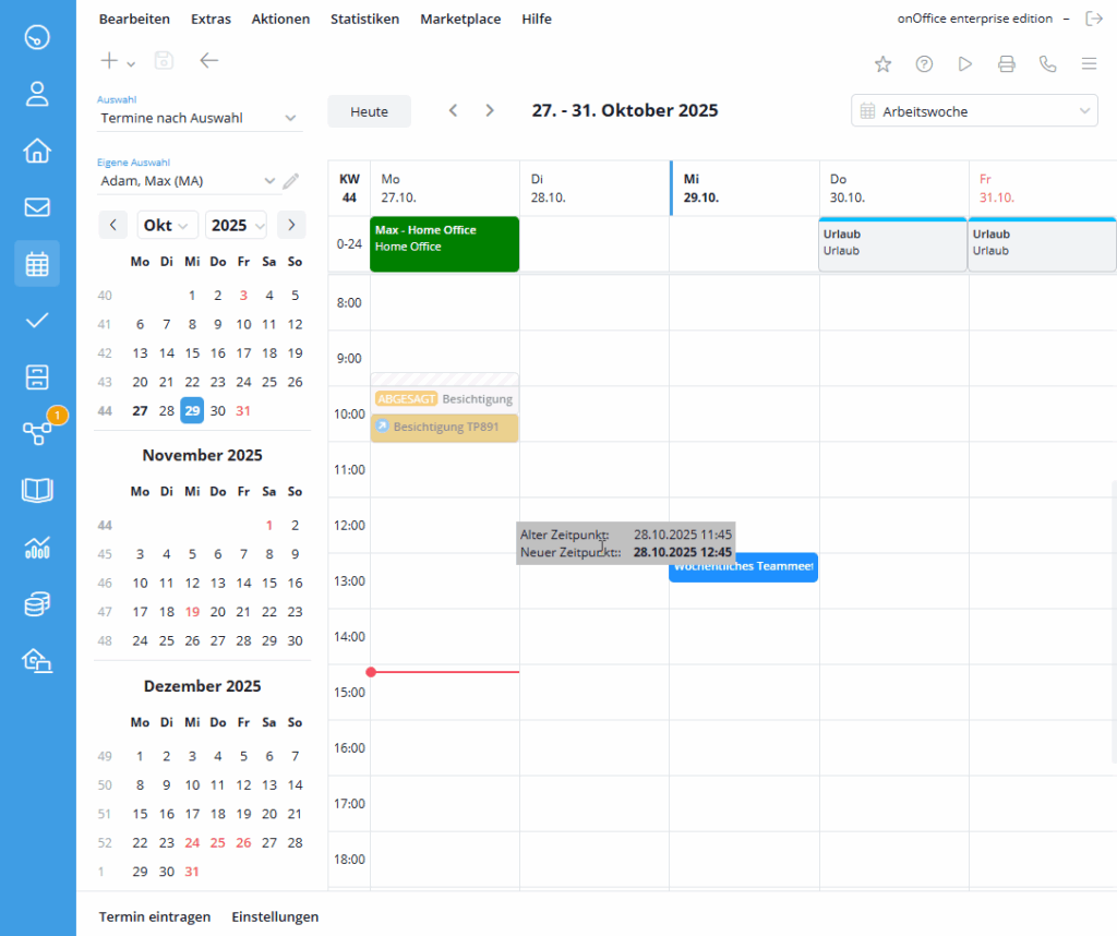 Calendario - Mover cita