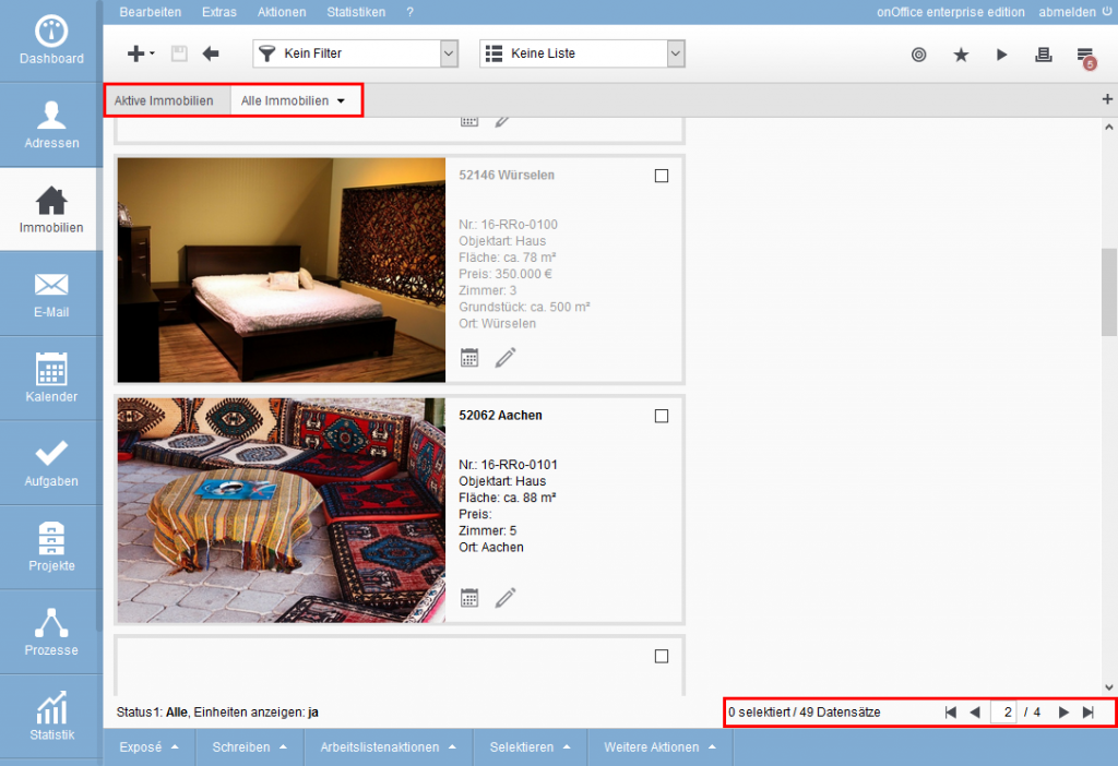 Listenansicht Immobilien - OnlineHilfe | OnOffice Hilfe