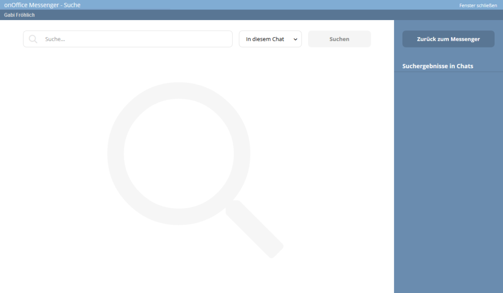 Nachrichtensuche im neuen Messenger-Popup