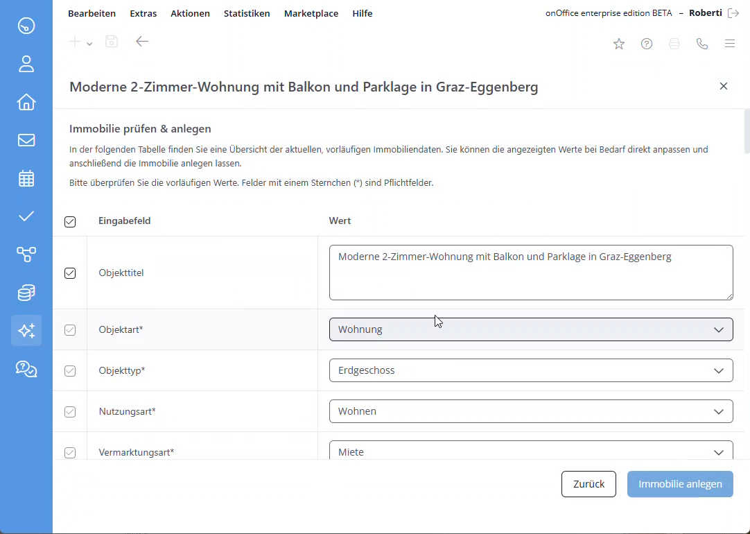Marketplace - AI Studio - Feldzuweisungen überprüfen