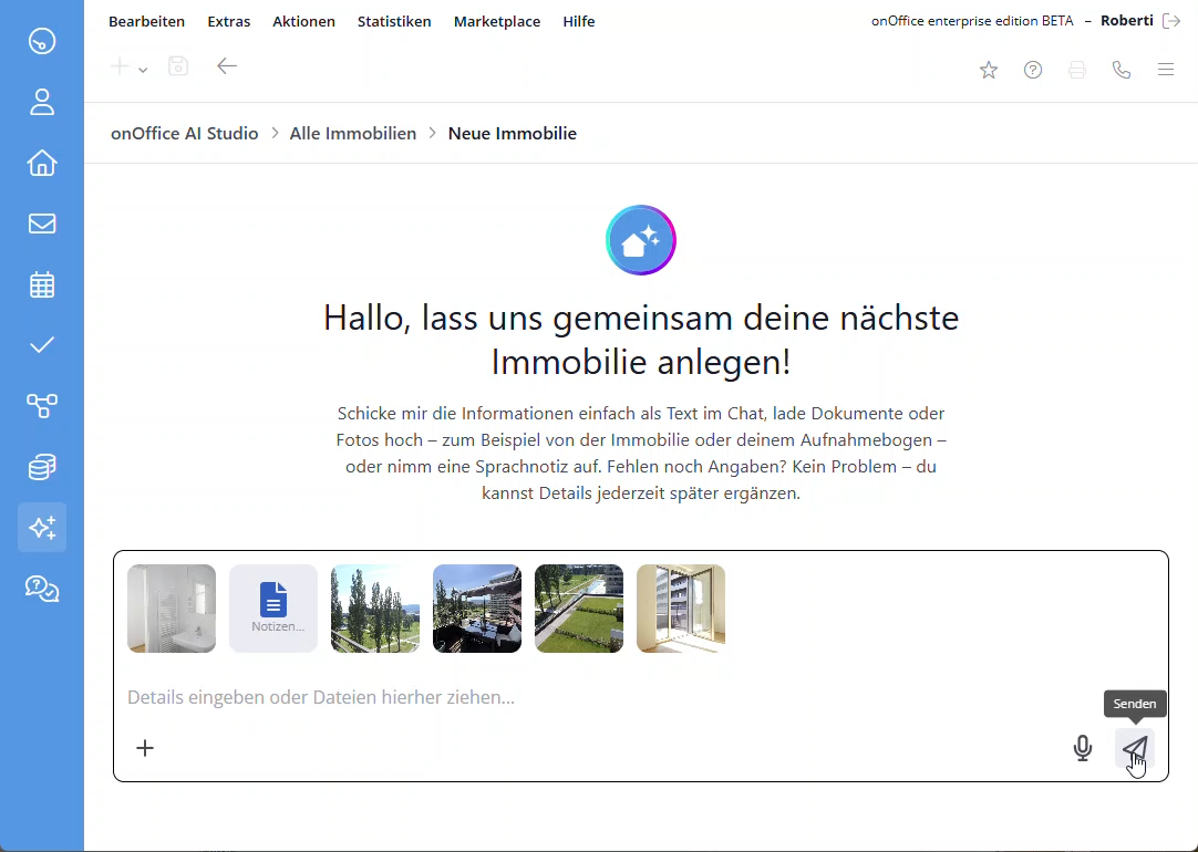 Marketplace - AI Studio - Daten absenden