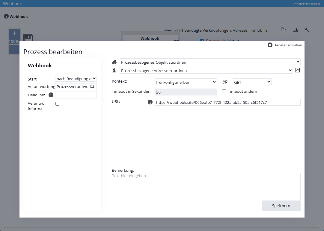 Prozessmanager - freier Webhook GET