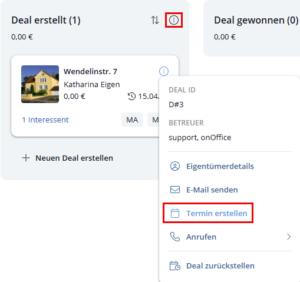 Termin aus Kontextmenü