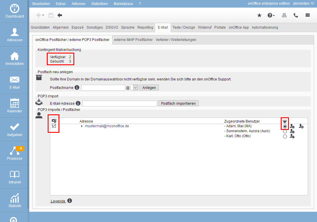 Configure mailboxes for the request manager