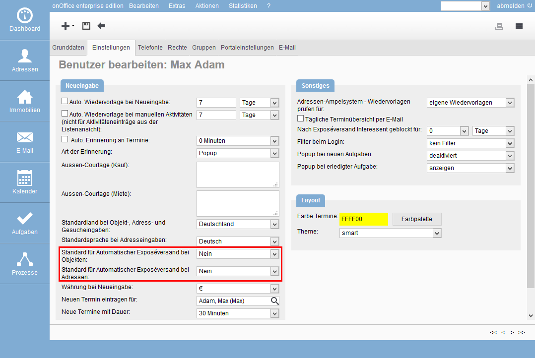 Activate automatic brochure dispatch automatically