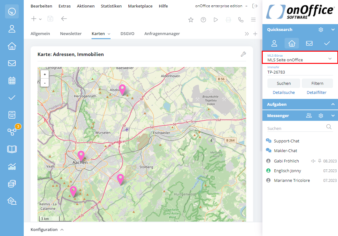 Suche mit Quicksearch