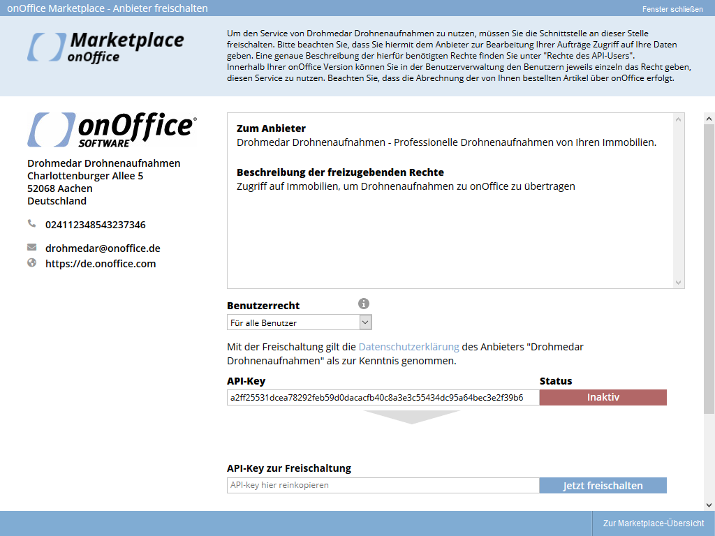 API_Key muss kopiert werden