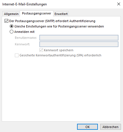 Outlook weitere Einstellungen