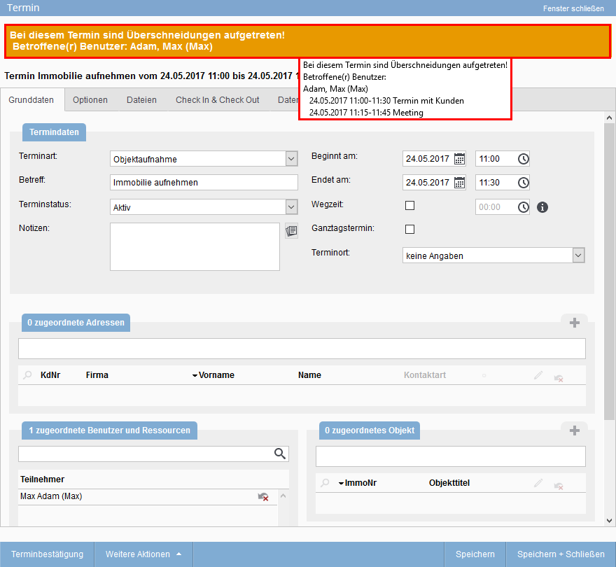 Termin Grunddaten - onlineHilfe | onOffice Hilfe